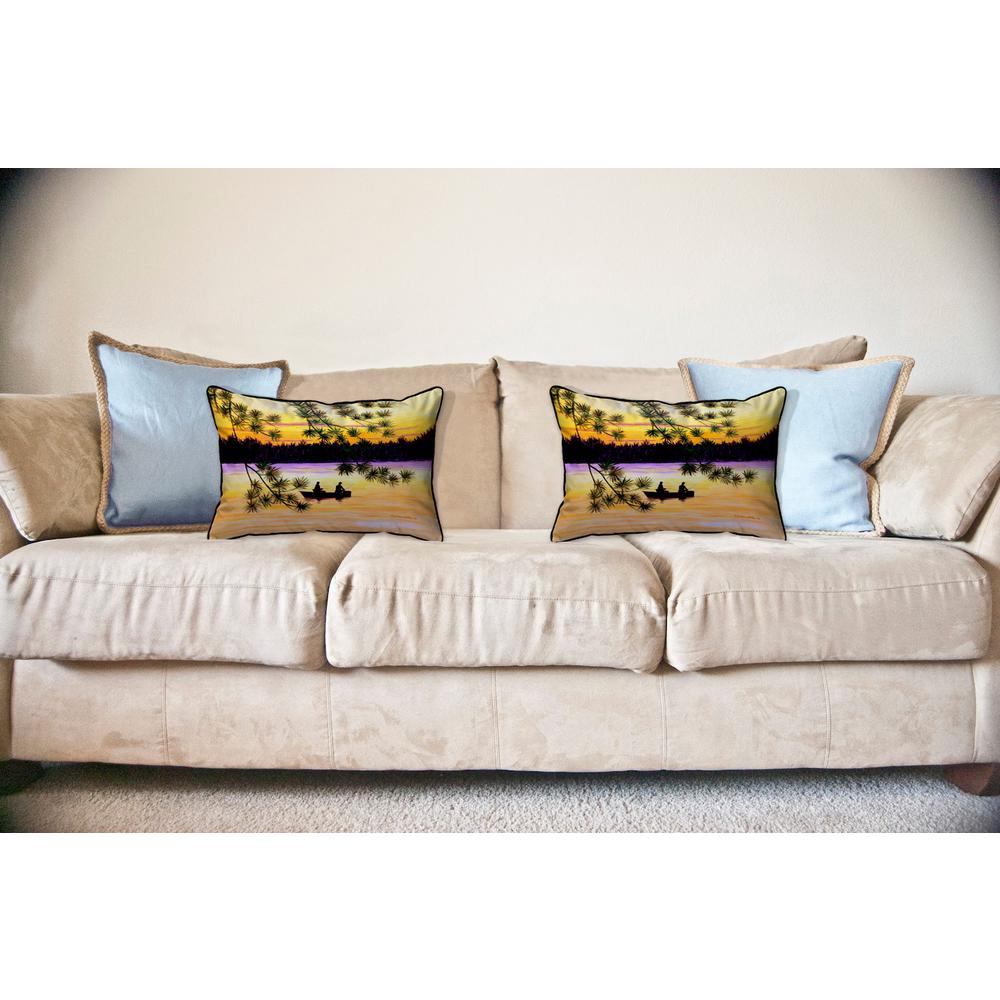 Sunset Fishing Large Indoor/Outdoor Pillow 16x20. Picture 3