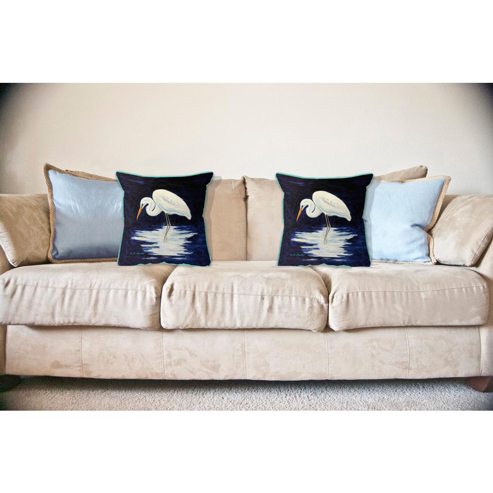 Reflecting Egret Large Indoor/Outdoor Pillow 18x18. Picture 3