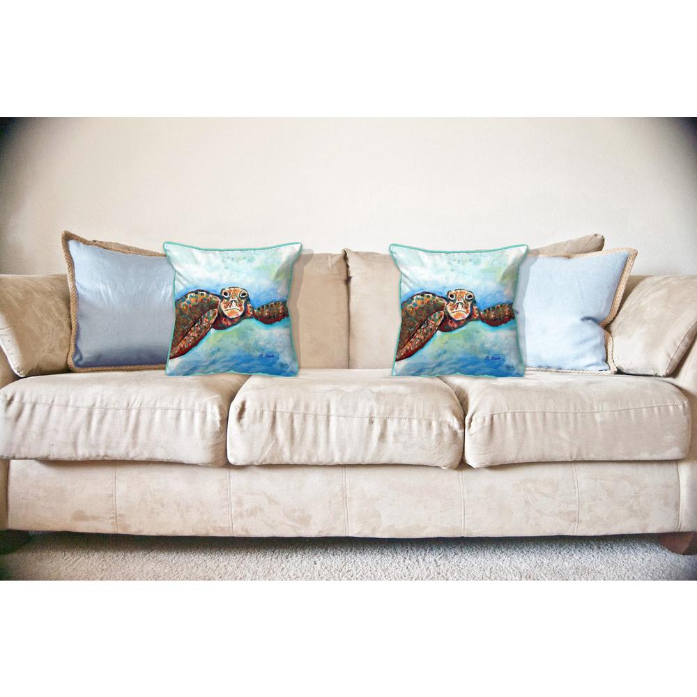 Turtle Looking At Me Large Indoor/Outdoor Pillow 18x18. Picture 3