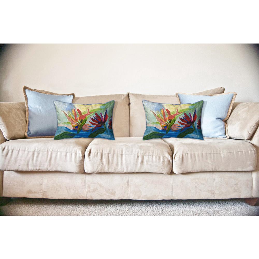 Flaming Flowers Large Indoor/Outdoor Pillow 16x20. Picture 3