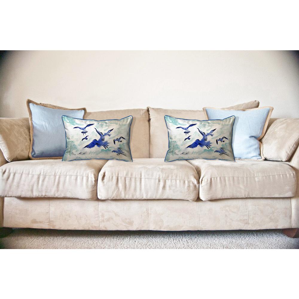 Flocking Gulls Large Indoor/Outdoor Pillow 16x20. Picture 3