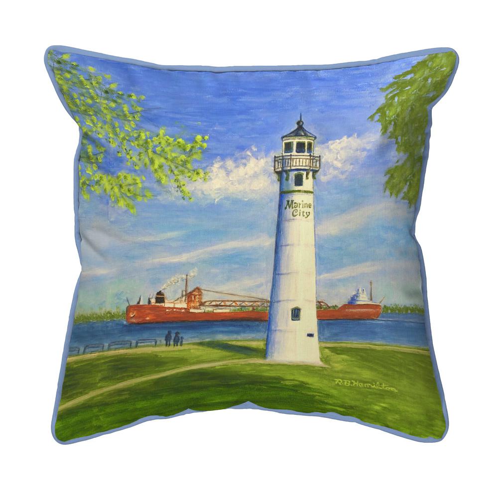 Marine City Lighthouse, MI Large Indoor/Outdoor Pillow 18x18. Picture 1