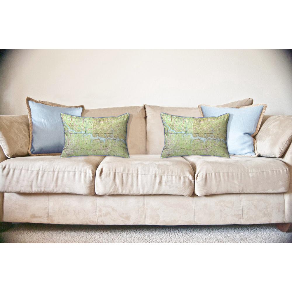 Lake Gaston, VA and NC Nautical Map Large Indoor/Outdoor Pillow 16x20. Picture 3