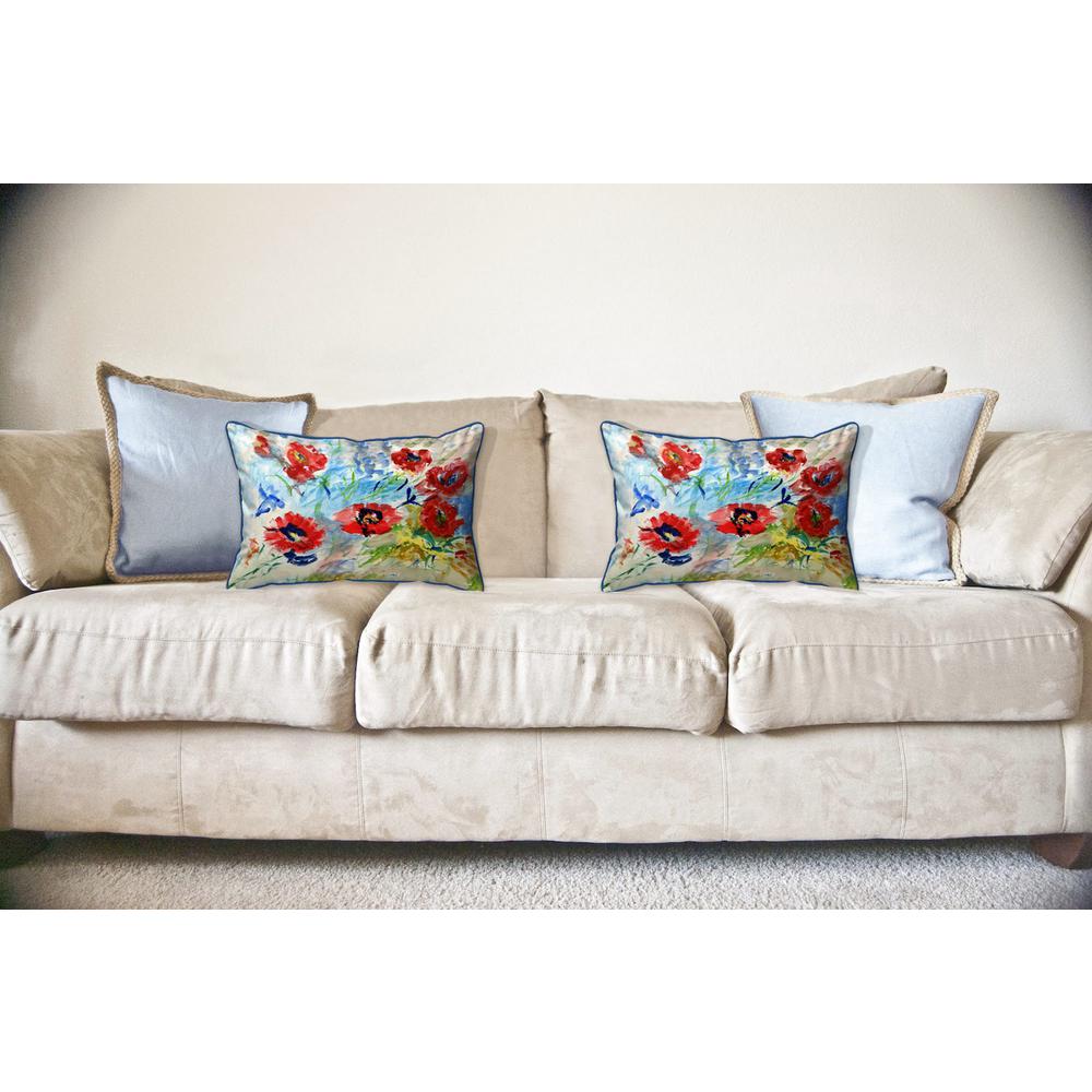 Red Poppies Large Indoor/Outdoor Pillow 16x20. Picture 3