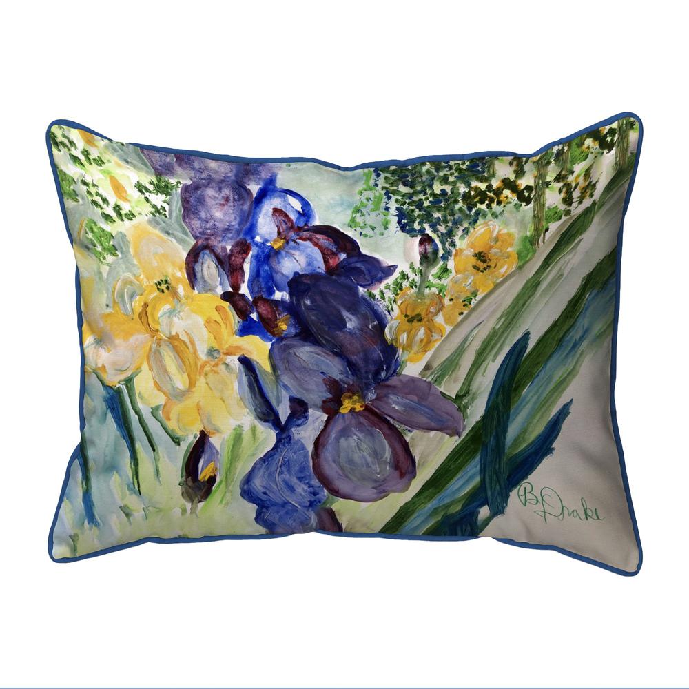 Yellow & Blue Iris Large Indoor/Outdoor Pillow 16x20. Picture 1