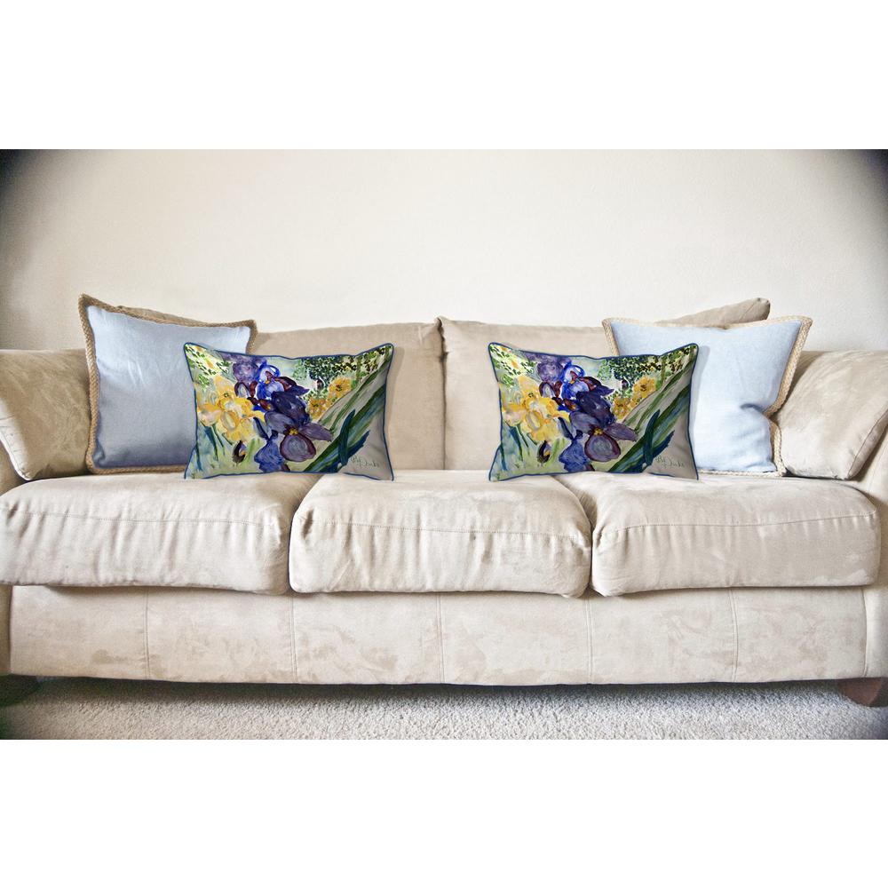 Yellow & Blue Iris Large Indoor/Outdoor Pillow 16x20. Picture 3