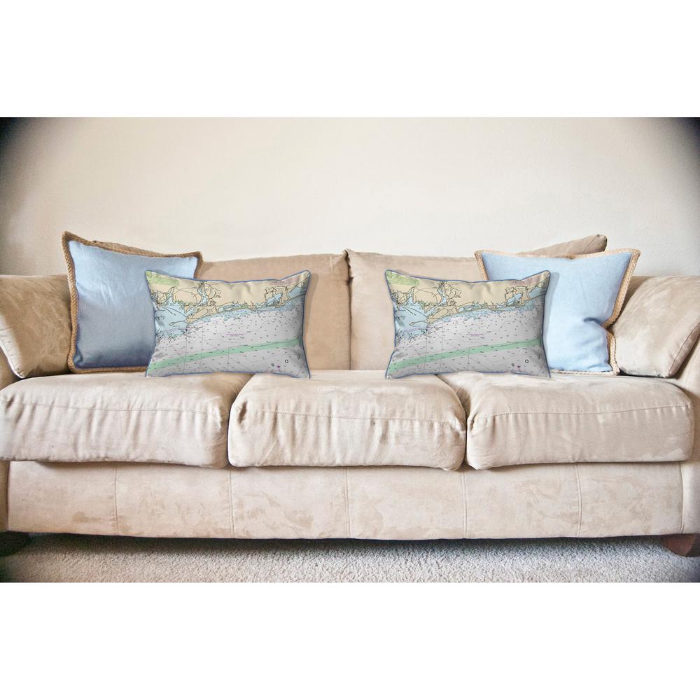 Block Island Sound, RI Nautical Map Large Corded Indoor/Outdoor Pillow 16x20. Picture 3