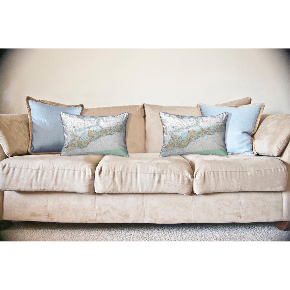 Fishers Island, RI Nautical Map Large Corded Indoor/Outdoor Pillow 16x20. Picture 3