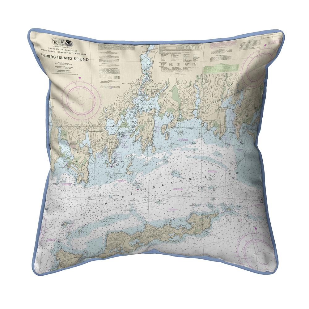 Fishers Island Sound, RI Nautical Map Large Corded Indoor/Outdoor Pillow 18x18. Picture 1