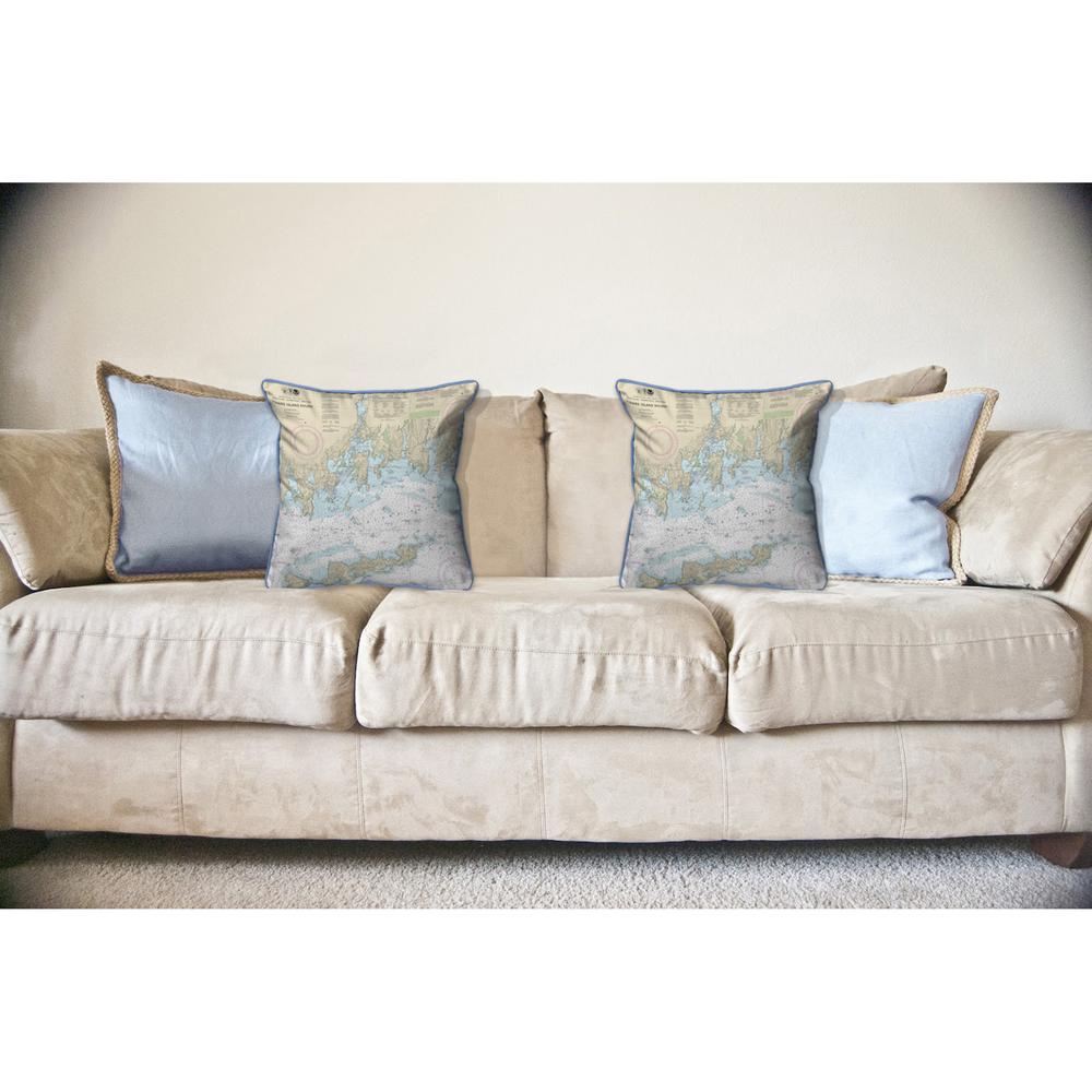 Fishers Island Sound, RI Nautical Map Large Corded Indoor/Outdoor Pillow 18x18. Picture 3