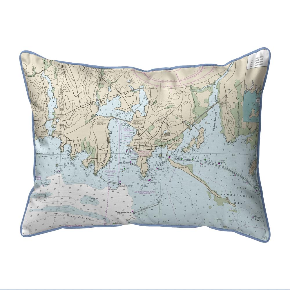 Stonington Harbor, CT Nautical Map Large Corded Indoor/Outdoor Pillow 16x20. Picture 1