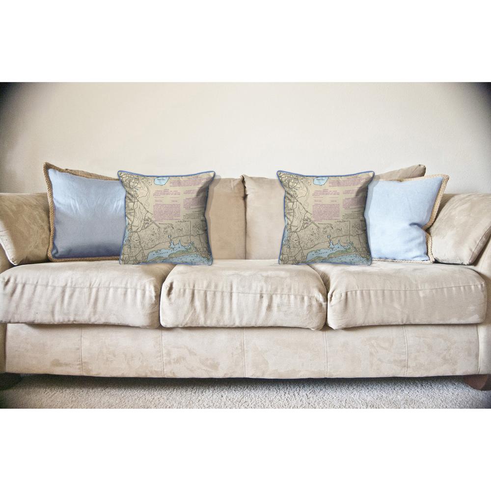Block Island Sound - Westerly State Airport, RI Nautical Map Large Corded Indoor/Outdoor Pillow 18x18. Picture 3