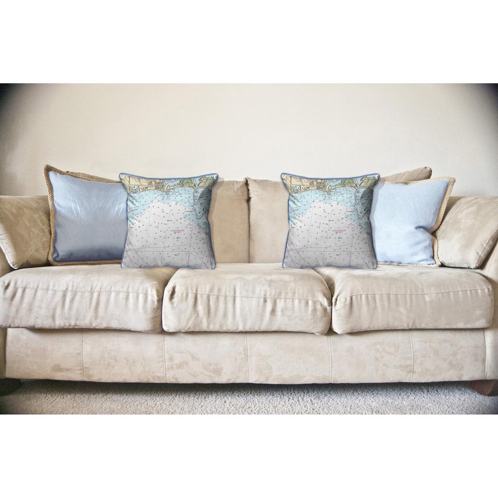 Block Island Sound - Matunuck, RI Nautical Map Large Corded Indoor/Outdoor Pillow 18x18. Picture 3
