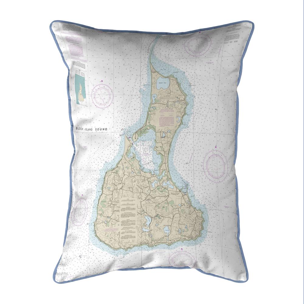Block Island #2, RI Nautical Map Large Corded Indoor/Outdoor Pillow 16x20. Picture 1