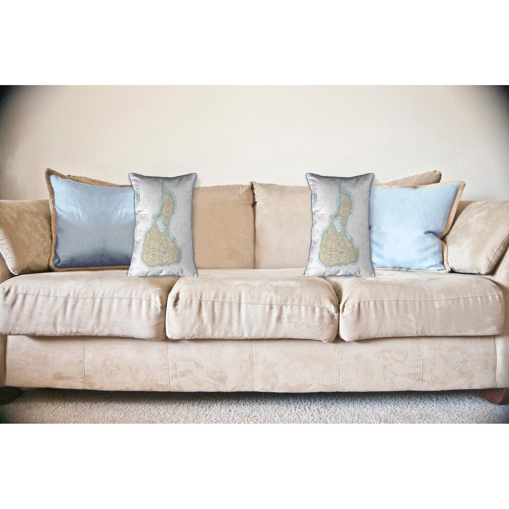 Block Island #2, RI Nautical Map Large Corded Indoor/Outdoor Pillow 16x20. Picture 3