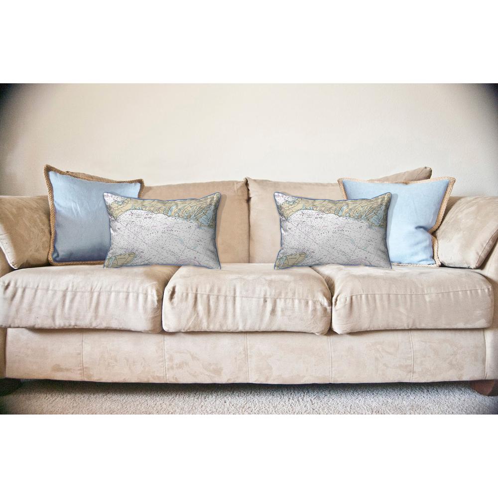 Falmouth Harbor, MA Nautical Map Large Corded Indoor/Outdoor Pillow 16x20. Picture 3