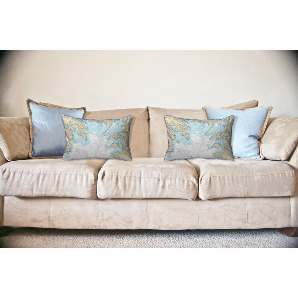 Cape Cod, MA Nautical Map Large Corded Indoor/Outdoor Pillow 16x20. Picture 3