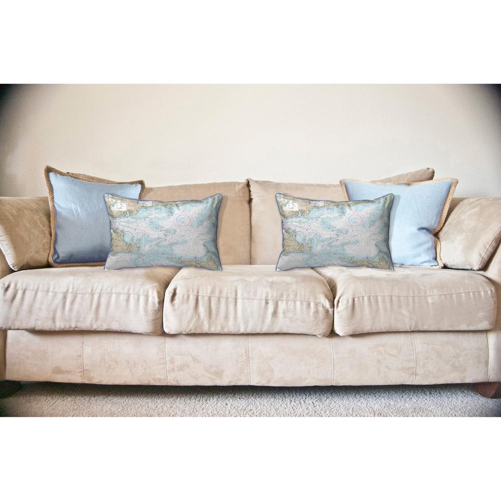 Nantucket Sound, MA Nautical Map Large Corded Indoor/Outdoor Pillow 16x20. Picture 3