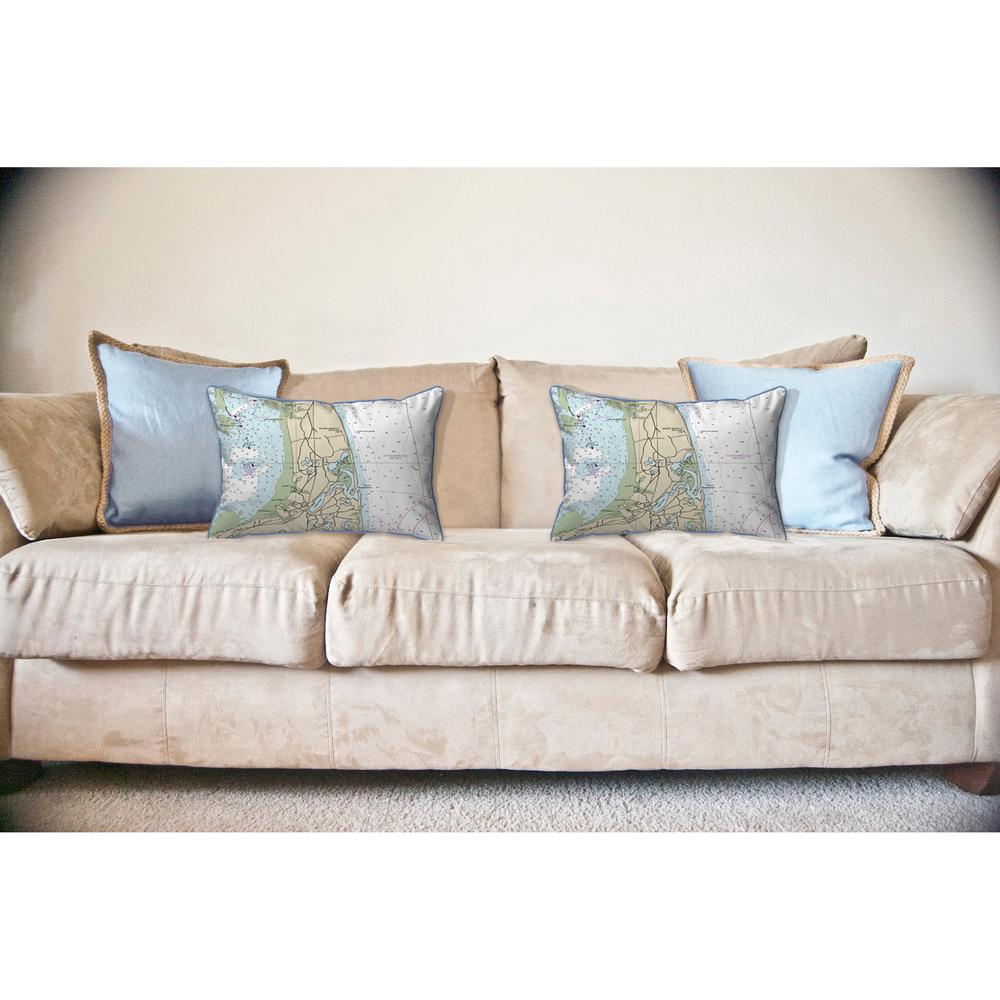 Cape Cod - Nauset Beach, MA Nautical Map Large Corded Indoor/Outdoor Pillow 16x20. Picture 3