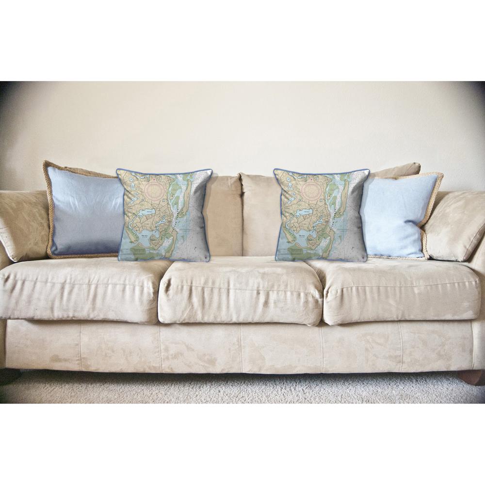 Chatham Harbor, MA Nautical Map Large Corded Indoor/Outdoor Pillow 18x18. Picture 3