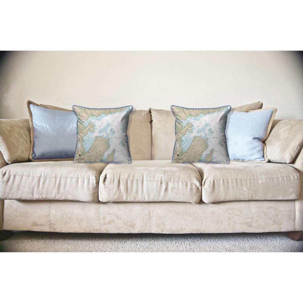 Salem, Marblehead and Beverly Harbors, MA Nautical Map Large Corded Indoor/Outdoor Pillow 18x18. Picture 3