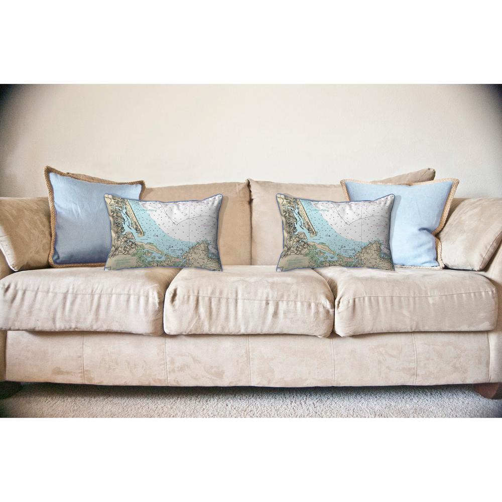 Plum Island Sound, MA Nautical Map Large Corded Indoor/Outdoor Pillow 16x20. Picture 3