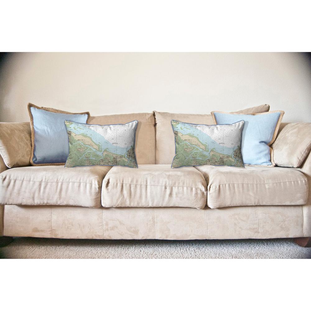 Essex Bay and Essex River, MA Nautical Map Large Corded Indoor/Outdoor Pillow 16x20. Picture 3
