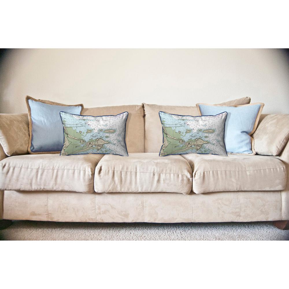 Biddleford Pool, ME Nautical Map Large Corded Indoor/Outdoor Pillow 16x20. Picture 2
