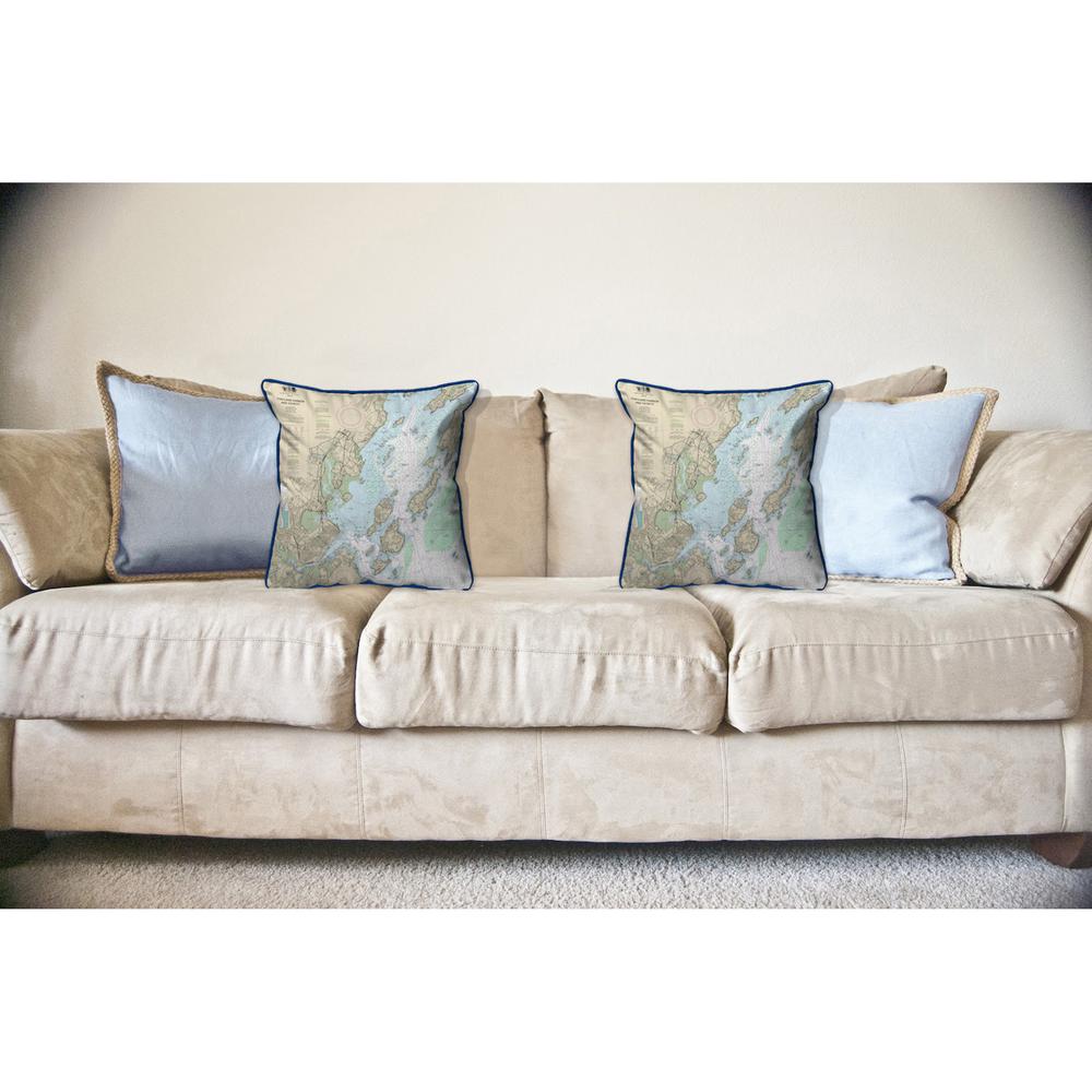 Portland Harbor and Vacinity, ME Nautical Map Large Corded Indoor/Outdoor Pillow 18x18. Picture 3