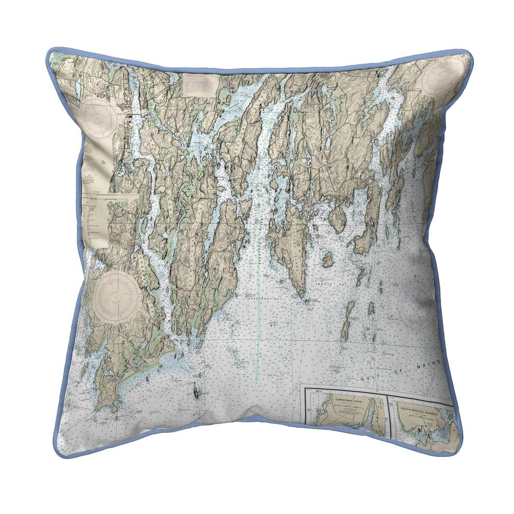 BoothBay, ME Nautical Map Large Corded Indoor/Outdoor Pillow 18x18. Picture 1