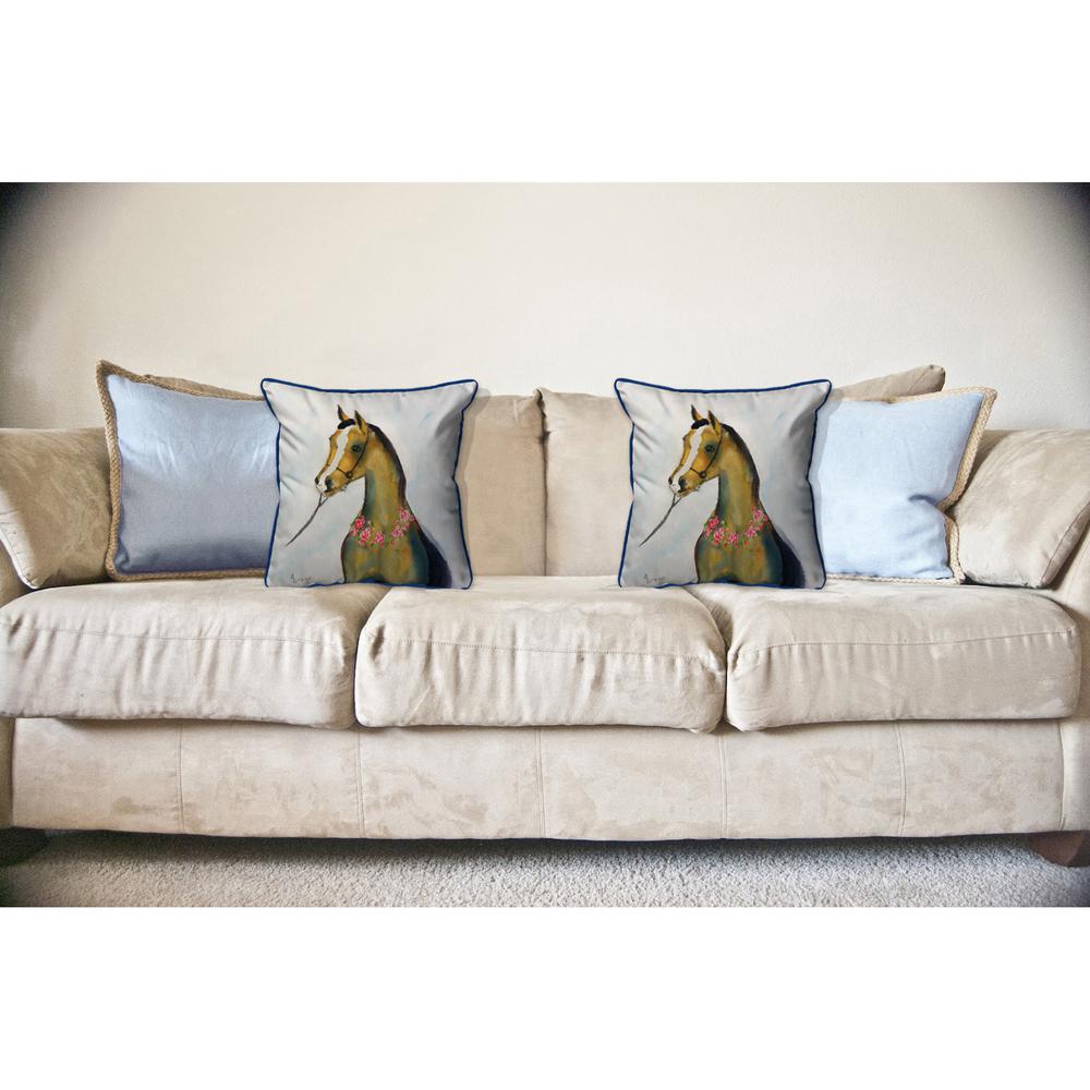 Horse & Garland Large Indoor/Outdoor Pillow 18x18. Picture 3