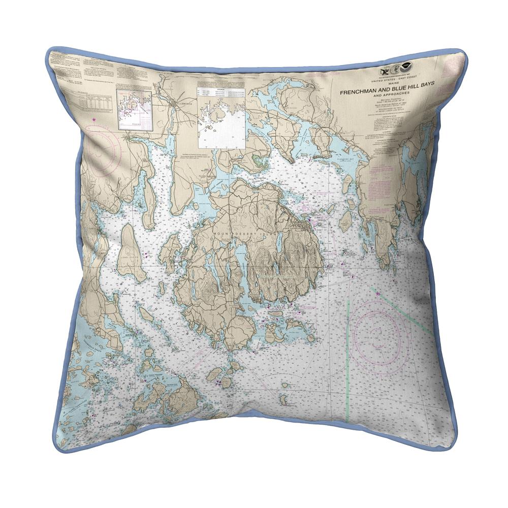 Frenchman and Blue Hill Bays, ME Nautical Map Large Corded Indoor/Outdoor Pillow 18x18. Picture 1
