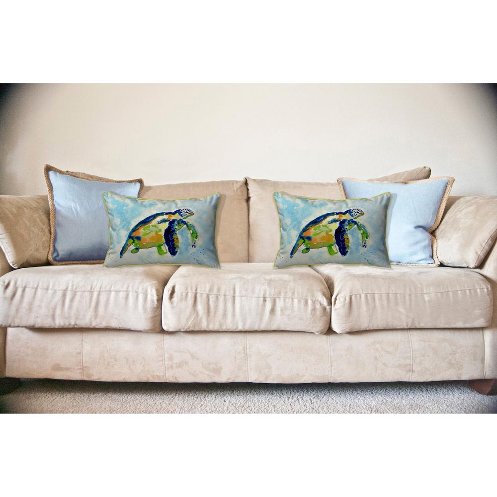 Blue Sea Turtle Large Indoor/Outdoor Pillow 16x20. Picture 3