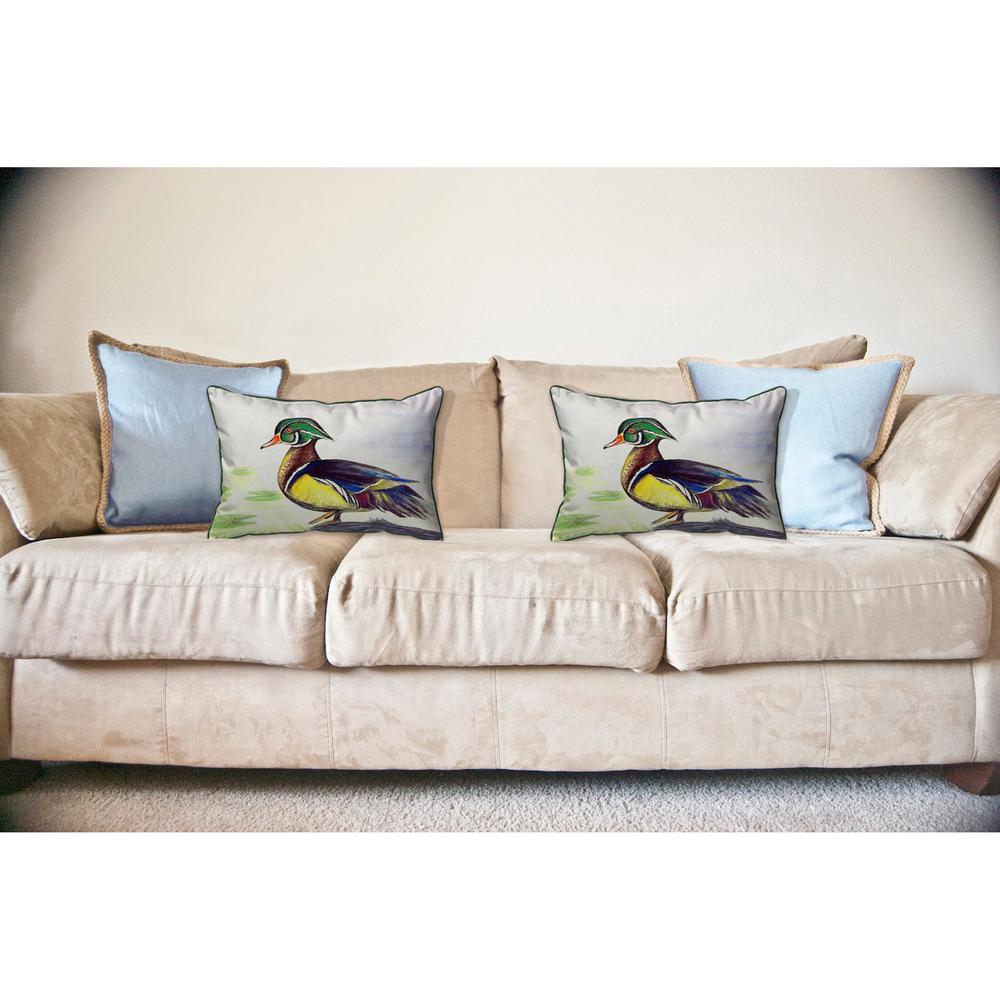 Male Wood Duck Script Large, Indoor/Outdoor Pillow 16x20. Picture 3