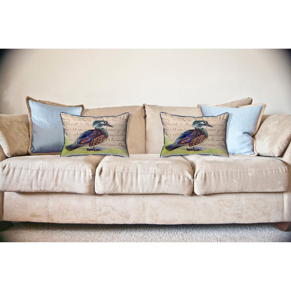 Female Wood Duck Script Large Indoor/Outdoor Pillow 16x20. Picture 3