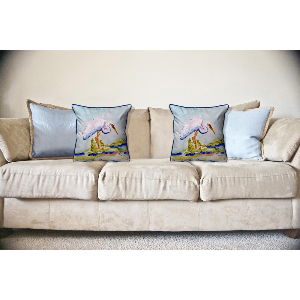 Betsy's Egret Large Indoor/Outdoor Pillow 18x18. Picture 3