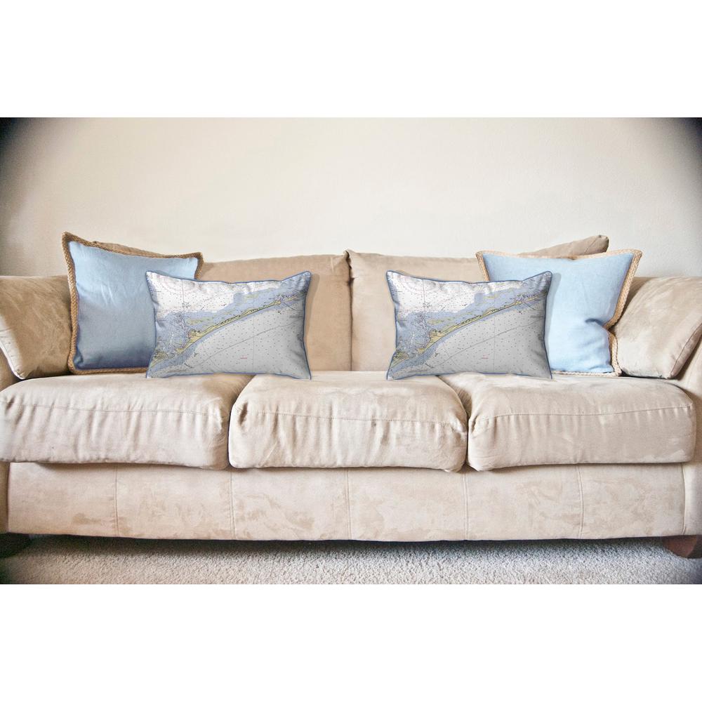 Ocracoke Inlet, NC Nautical Map Large Corded Indoor/Outdoor Pillow 16x20. Picture 3