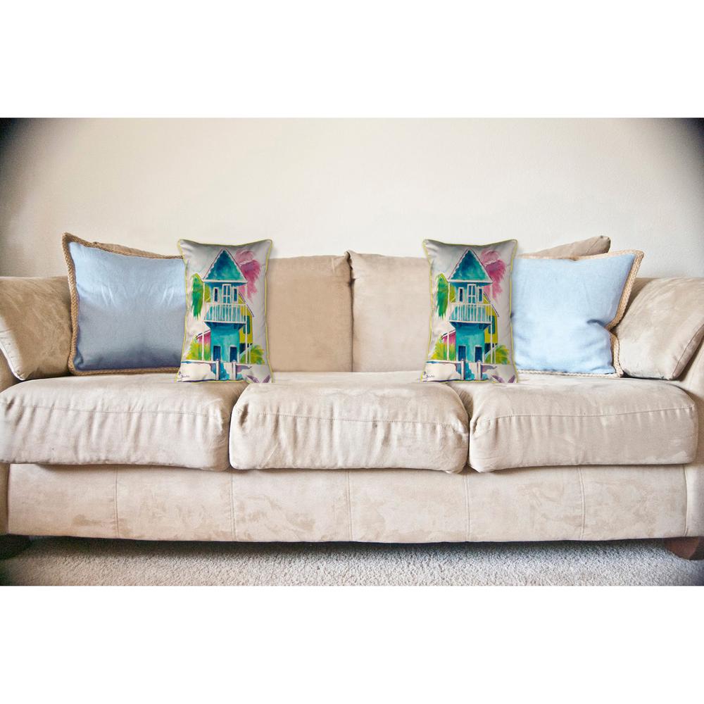 W. Palm Hut Blue Large Indoor/Outdoor Pillow 16x20. Picture 3