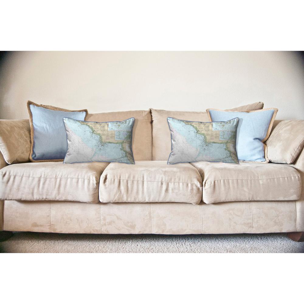 Crystal River to Horseshoe Point, FL Nautical Map Large Corded Indoor/Outdoor Pillow 16x20. Picture 3