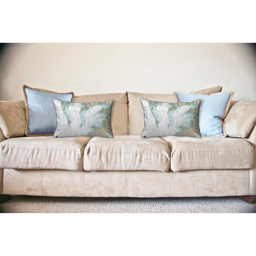 Chesapeake Bay - Pocomoke and Tangier Sounds, VA Nautical Map Large Corded Indoor/Outdoor Pillow 16x20. Picture 3