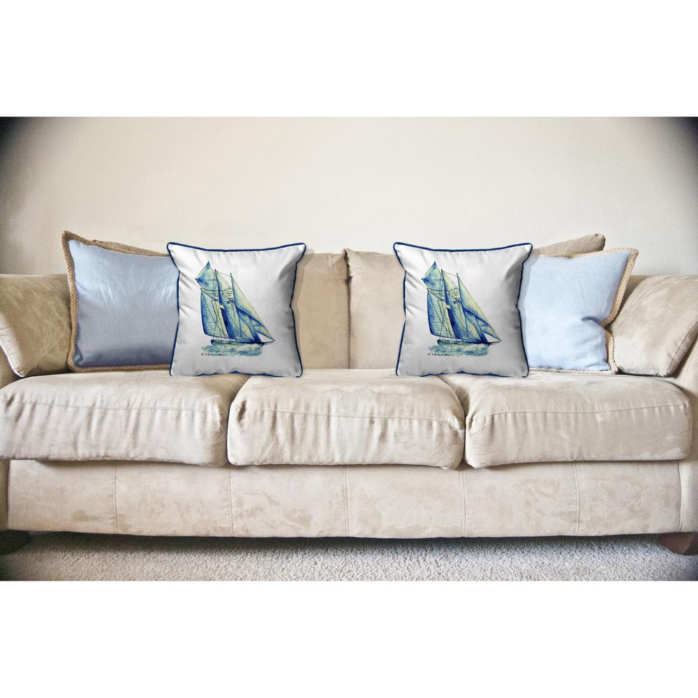 Blue Sailboat Large Indoor/Outdoor Pillow 18x18. Picture 3