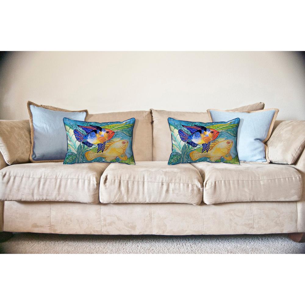 Betsy's Two Fish Large Indoor/Outdoor Pillow 16x20. Picture 3