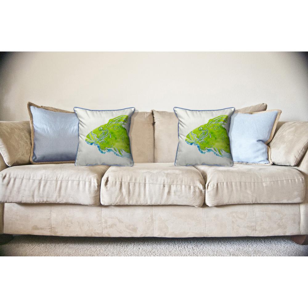 Green Fish Large Indoor/Outdoor Pillow 18x18. Picture 3