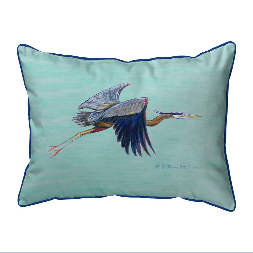 Flying Blue Heron - Teal Large Indoor/Outdoor Pillow 16x20. Picture 1