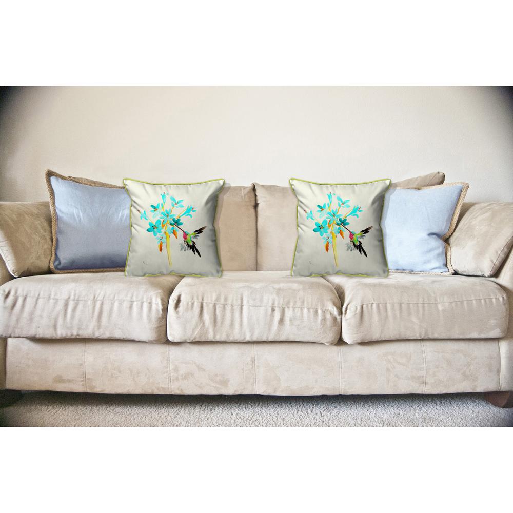 Blue Hummingbird Large Indoor/Outdoor Pillow 18x18. Picture 3