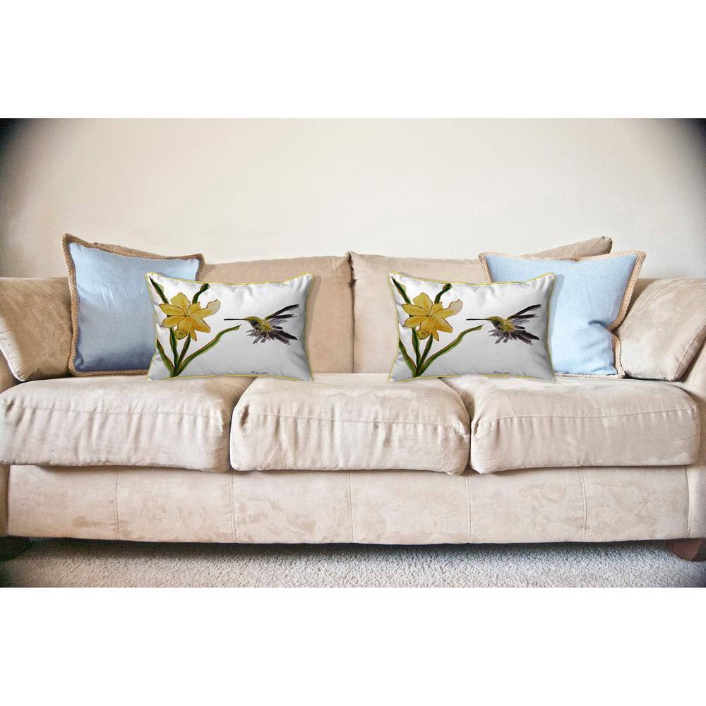 Yellow Hummingbird Large Indoor/Outdoor Pillow 16x20. Picture 3