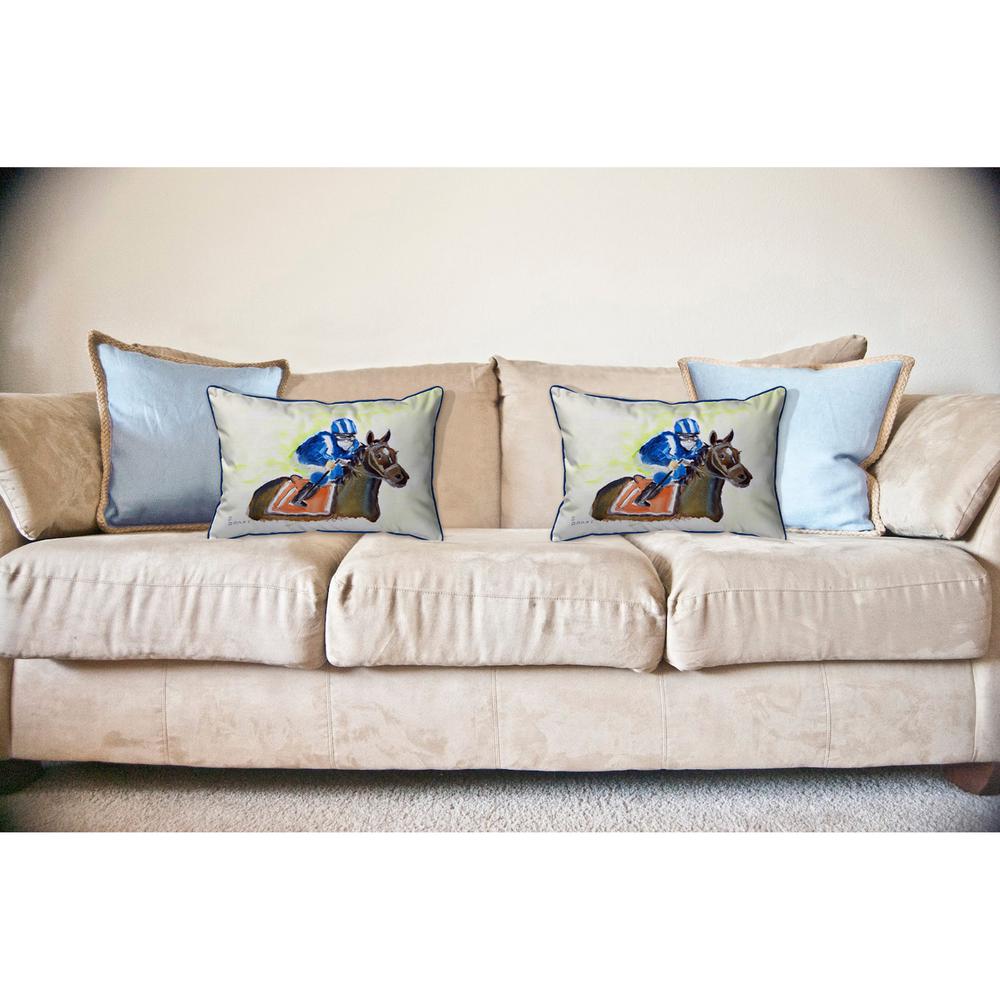 Horse & Jockey Large Indoor/Outdoor Pillow 16x20. Picture 3