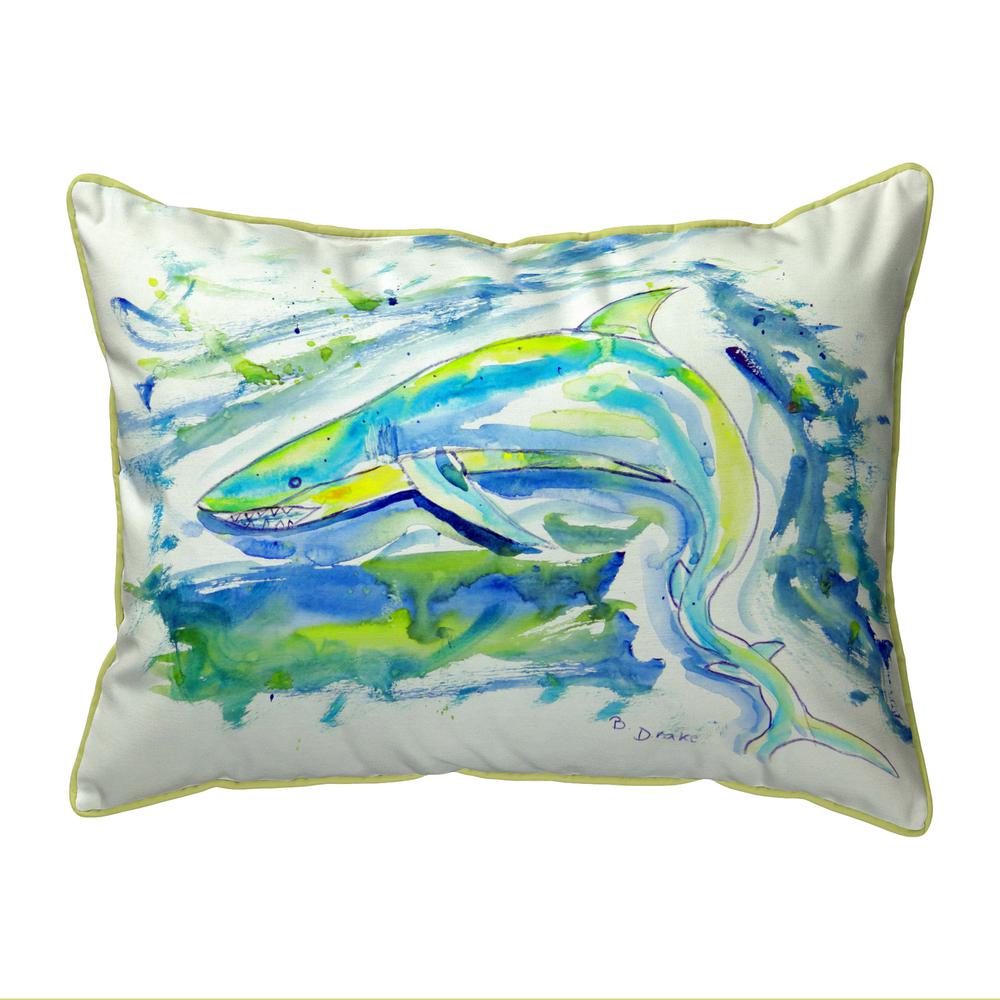 Green Shark Large Indoor/Outdoor Pillow 16x20. Picture 1