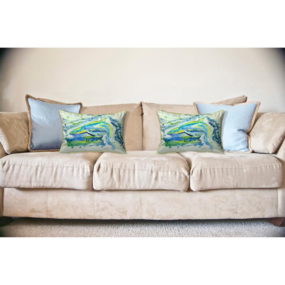 Green Shark Large Indoor/Outdoor Pillow 16x20. Picture 3