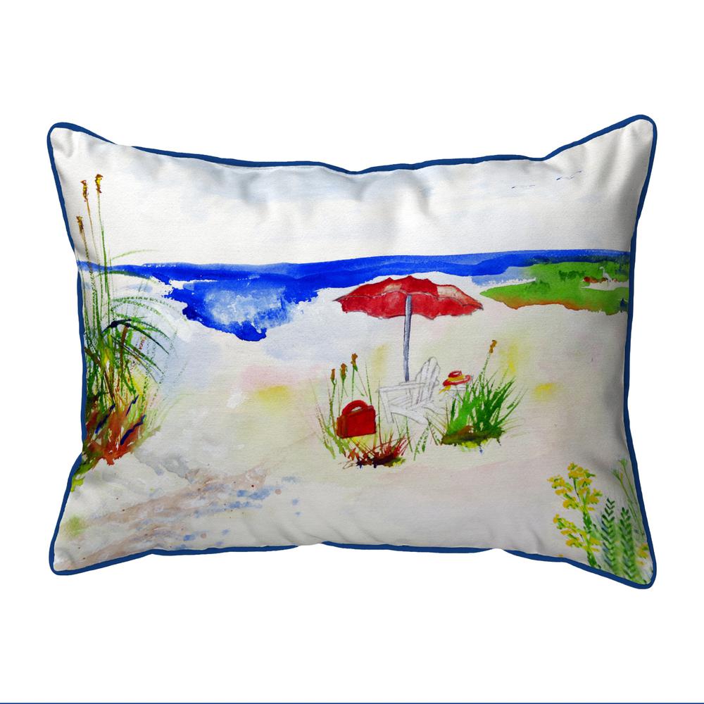 Red Beach Umbrella Large Indoor/Outdoor Pillow 16x20. Picture 1